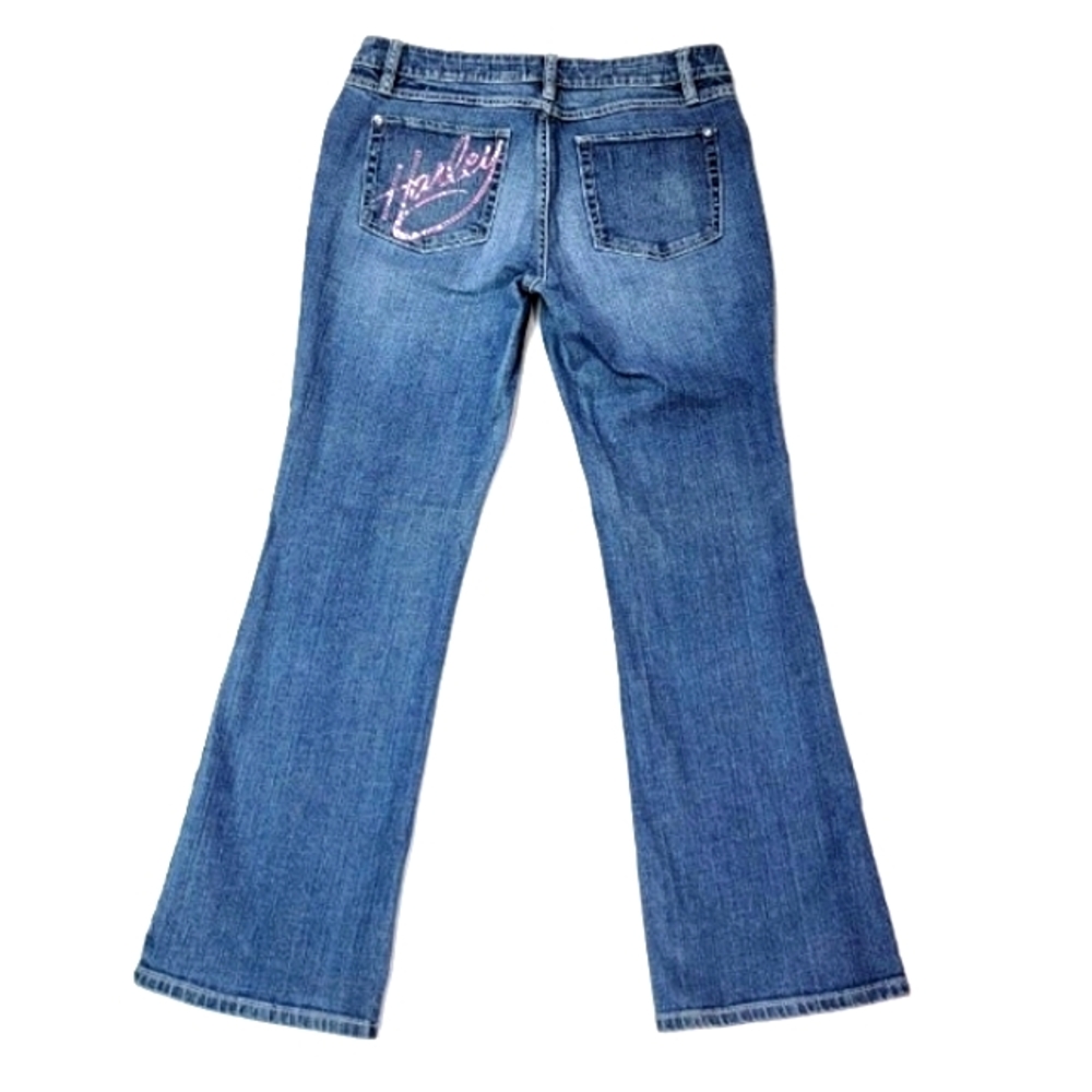 HARLEY-DAVIDSON ♡ Sweet Pink Accent Embellished Bling HARLEY Blue Jeans 10
